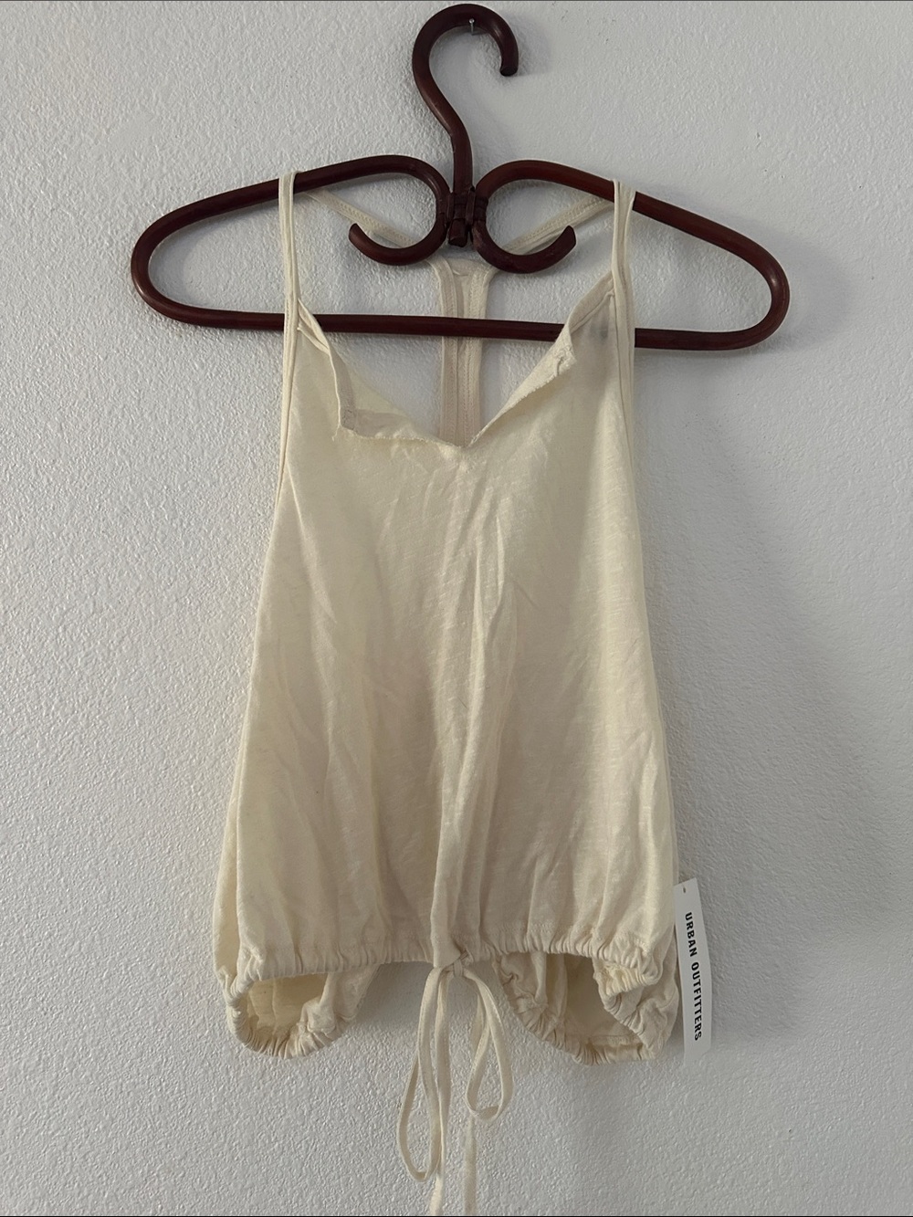 NWT! OUT FROM UNDER (Urban Outfitters) Cream Racerback Drawstring Tank Top, Med